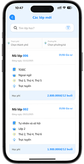 Bước 02 – Xem danh sách lớp mới